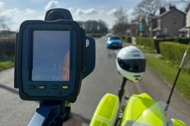 Police conducted speed enforcement in a Lancaster village after reports of speeding bikers from the local community.