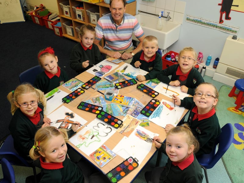 Caton artist Chas Jacobs spent three days doing art workshops with pupils from Lancaster Road School, including this group of year one pupils.