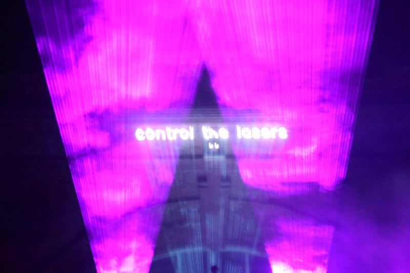 Visitors were able to control the lasers.