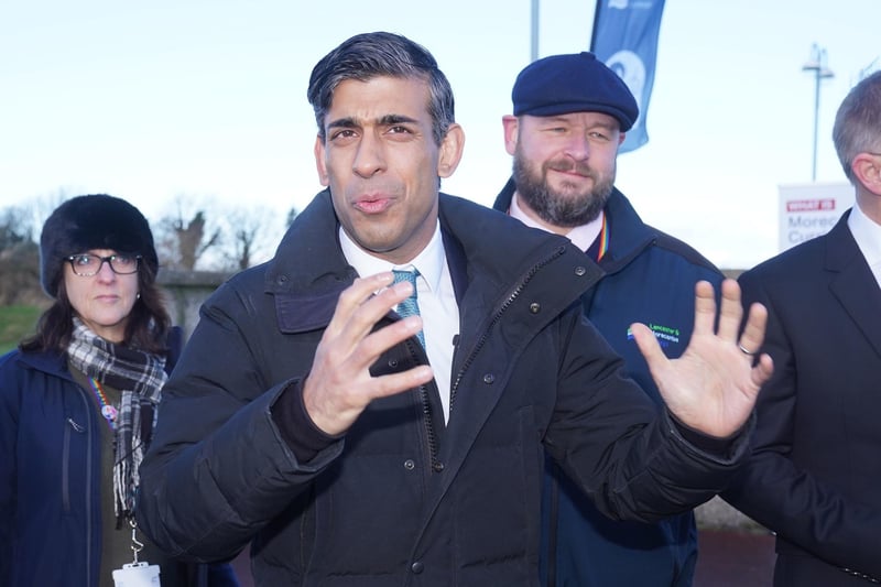 Prime Minister Rishi Sunak in Morecambe today (January 19) following the announcement of £50m from the Levelling Up Fund for Eden Project Morecambe. Picture: Owen Humphreys/PA Wire