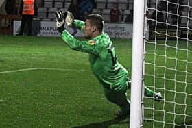 Adam Smith saved two penalties in Morecambe's shootout win against Hartlepool United Picture: Michael Williamson