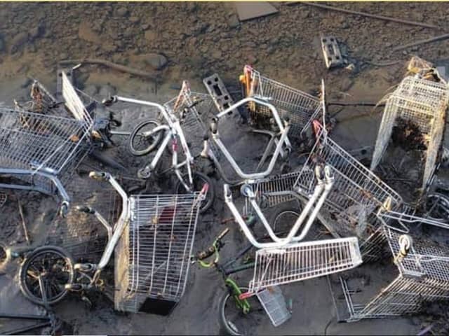 Dumped trolleys in the River Lune are an eyesore.