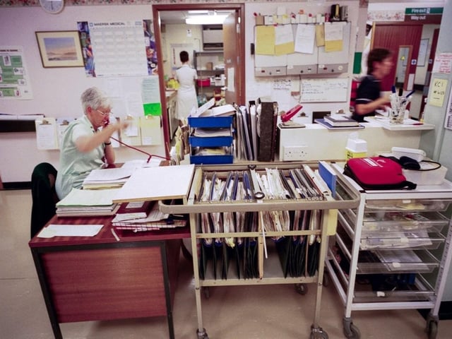 The busy admin side of ward 23 at the RLI in 2000. Photo by DJ Clark.