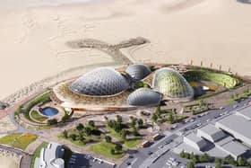 A CGI image showing how Eden Project Morecambe might look from the air.