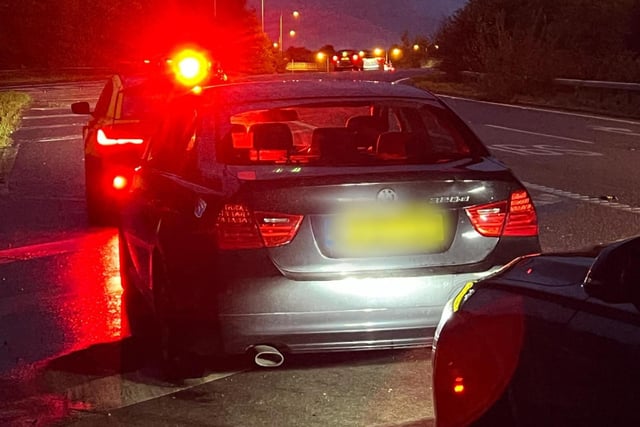 This BMW 320 was stopped after the driver was observed on their phone and travelling in excess of the speed limit on the M6 southbound.
The driver failed a roadside drug test for cannabis and was arrested.