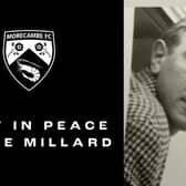 Former Morecambe FC goalkeeper Lance Millard has died aged 84. Picture from Morecambe FC.