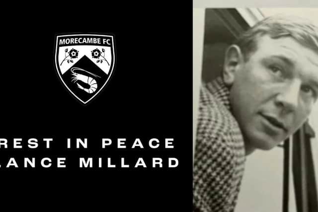 Former Morecambe FC goalkeeper Lance Millard has died aged 84. Picture from Morecambe FC.