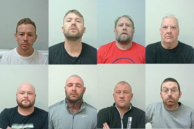Eight members of an organised crime gang most of whom came from Morecambe, Lancaster and Heysham, have been jailed for a total of close to 100 years. Picture from Lancashire Police.