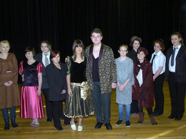 The cast from The Taming of the Shrew, which was performed by pupils from Morecambe High School at The Dukes in Lancaster. Declan Gleave played Petruchio and Katherina was played by Beth Turner with Anna Gillespie, Lauren Taylor, Katelynn Ward, Ellie Cozens, Eve Acton, Samantha Herman, Amy Lawton, Anna-Leigh Richards and Natasha Walker.