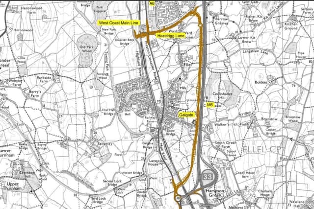 The proposed new road route for south Lancaster.