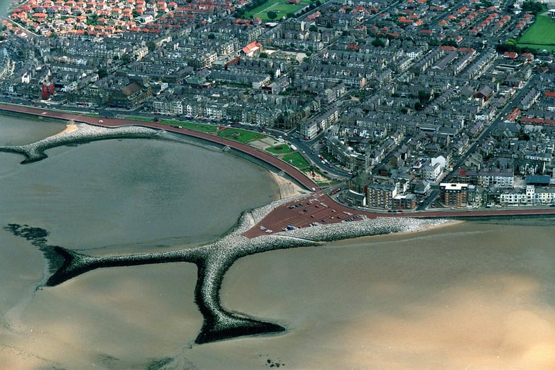An aerial view of the West End of Morecambe and the Battery taken in 2002.
