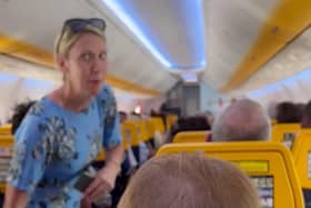 A Ryanair steward shocked passengers by ranting about the firm on the tannoy during a flight.