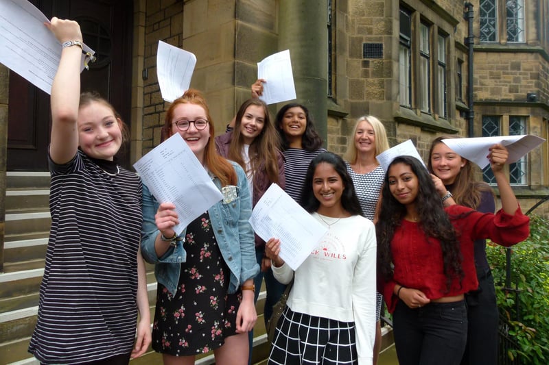 Lancaster Girls' Grammar School pupils celebrate their GCSE results.
