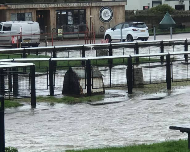 Flooding at Glasson Dock near Lancaster. Picture: Sally Maddocks.