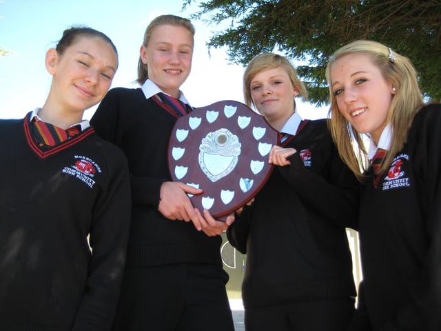 Year Nine triathlon winners, Emma Ford, Steph Spencer, Zoe Phillips and Sally Friend.
