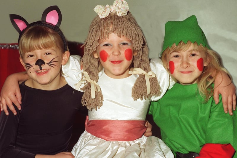 Pupils from Westgate Primary School in Morecambe. From left, Jodie Kennedy, Emma Duckworth and Zeta Ellison, who took part in the school play called 'The Special Gift' in 1996