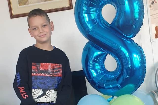 Luca Murray pictured on his eighth birthday recently.