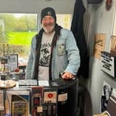Stephen Neill in La’l Record Shop on Main Street, Bolton-le-Sands.