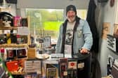Stephen Neill in La’l Record Shop on Main Street, Bolton-le-Sands.