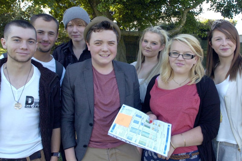 Jono Percival, Sean Brearton, Craig Foster, Samantha Little, Ayse Reeves, Holly Parker and Joseph Bird at Heysham High School in 2011.