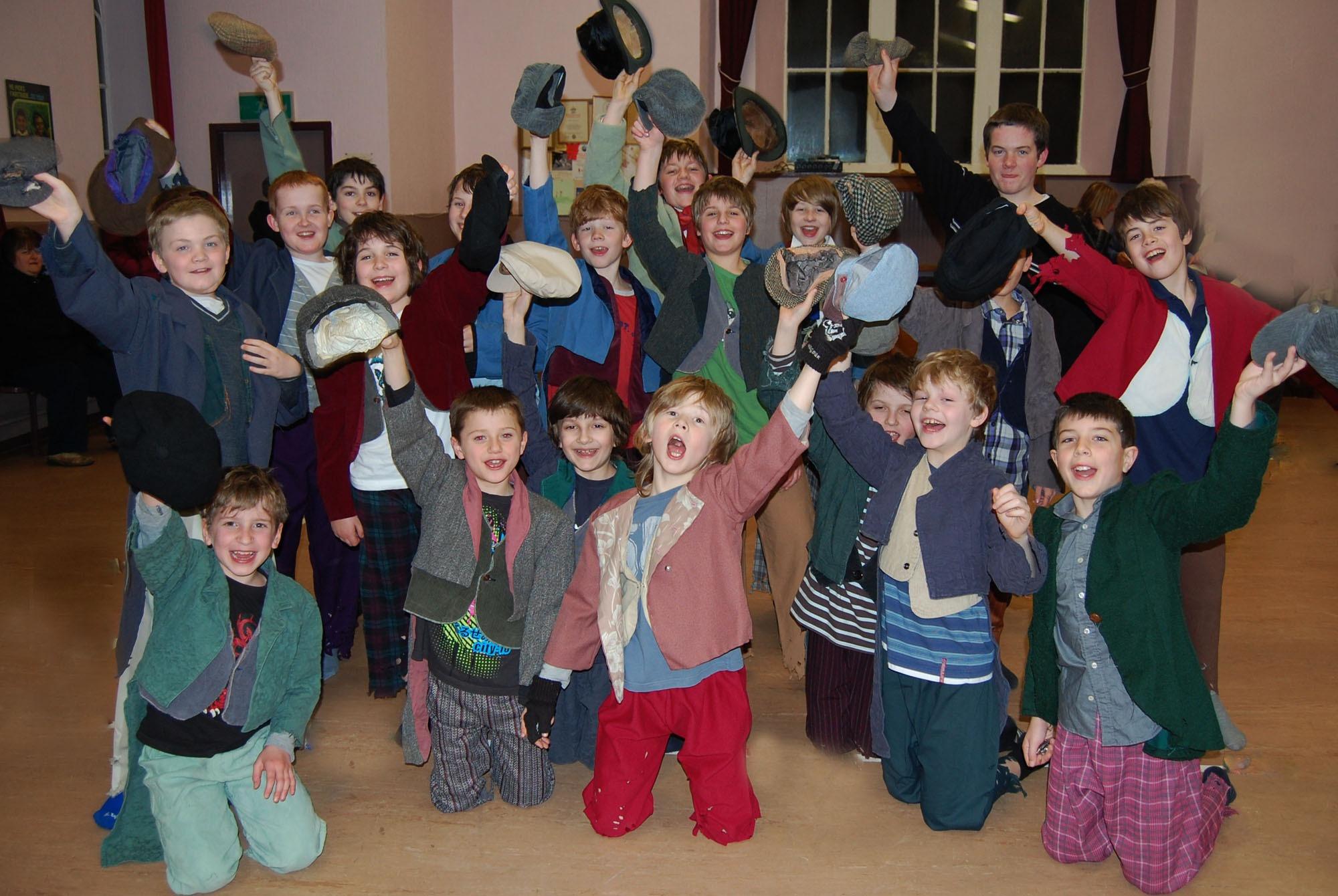 The boys in Fagin's gang for Oliver, performed by Lancaster Red Rose AODS at the Grand Theatre.