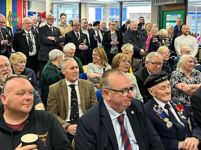 Veterans, friends and family members at the official opening of the Bay Veterans Association hub and drop-in centre in Morecambe.