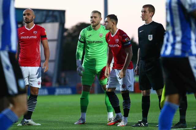 Keeper Connor Ripley after the Shrimps' home defeat by Sheffield Wednesday (photo: Morecambe FC)