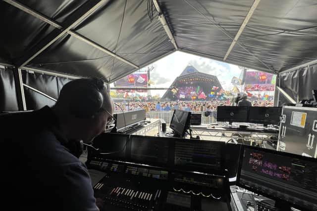Visual Connection founder and CEO David Horner lighting the stage for Diana Ross at Glastonbury.