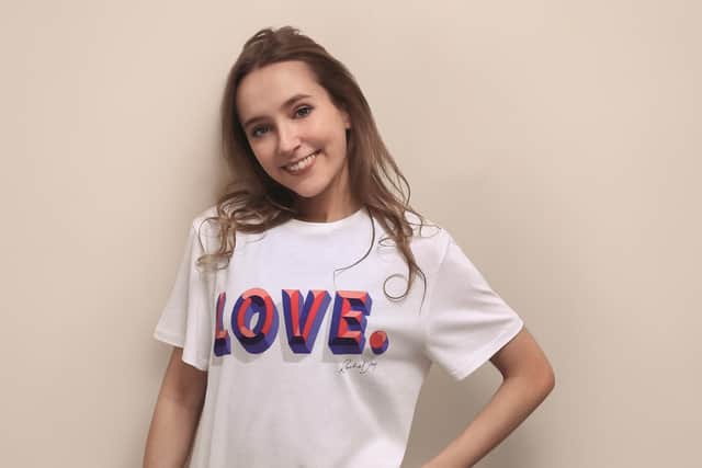 Supporting another good cause: Strictly Come Dancing winner 2022 Rose Ayling Ellis pictured modelling a T-shirt sold in aid of Comic Relief 2022   Photo:  Matt Holyoak/Comic Relief
