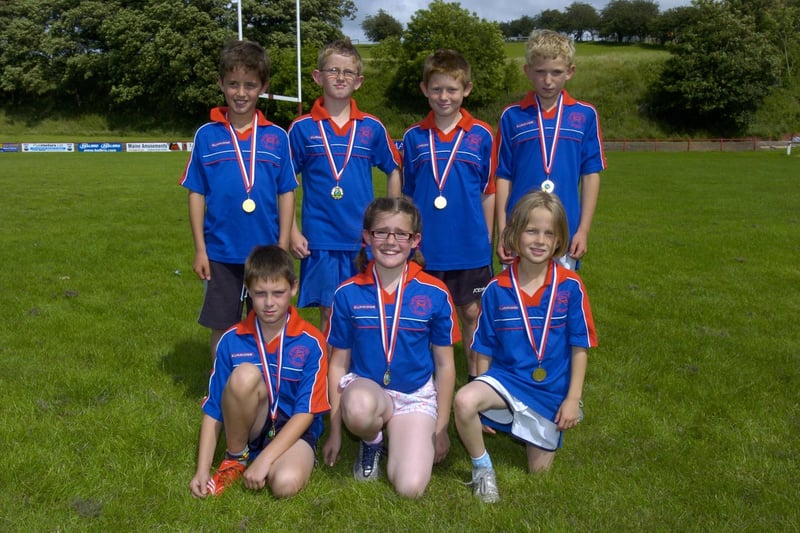 The Heysham St Peter's CE Primary School A team during a Tag Rugby Festival at the Vale of Lune.