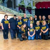 Winter Gardens volunteers pictured recently with comedian Jon Richardson following a charity show at the theatre.