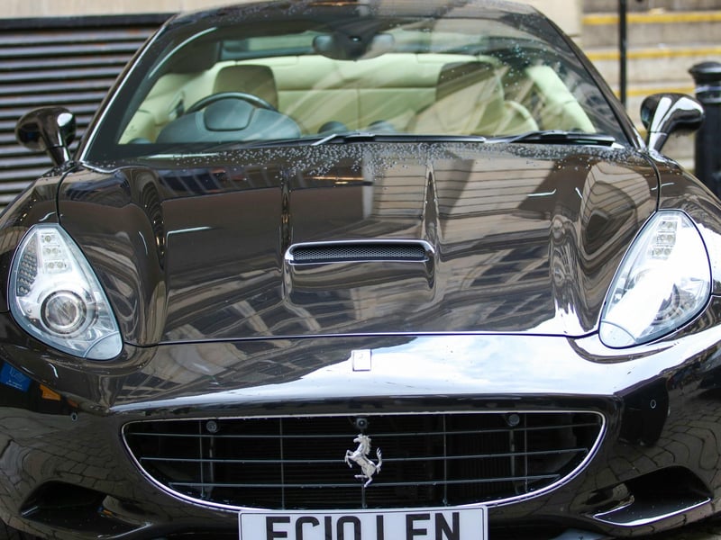A black Ferrari on display at Lancaster Festa Italia.