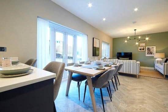 The family living space at Bowland Rise’s Latchford show home.