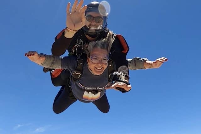 Nicola Combe during her charity skydive.