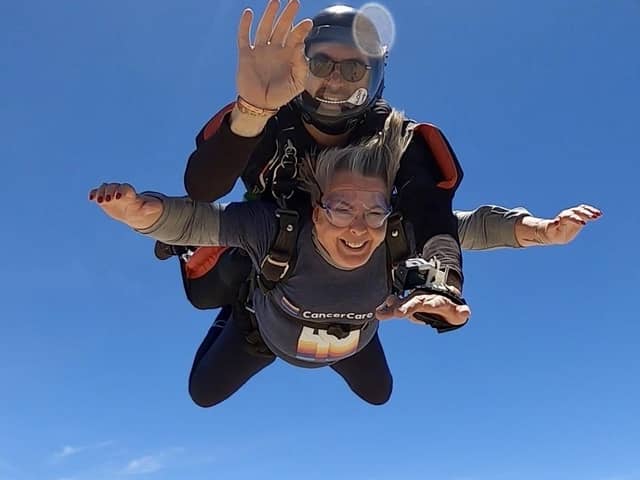 Nicola Combe during her charity skydive.