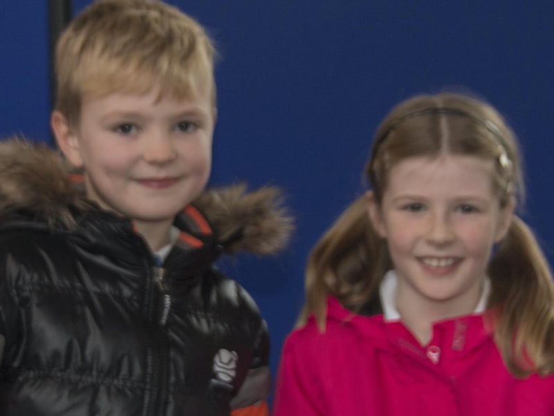 Kenzie and Lucy from Torrisholme Primary School with certificates for helping Morecambe Bay Foodbank.