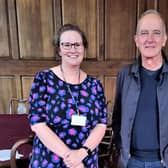 Diane Neville (Principal Planning Officer) with Kevin McCloud from Grand Designs during filming at Lancaster Town Hall.