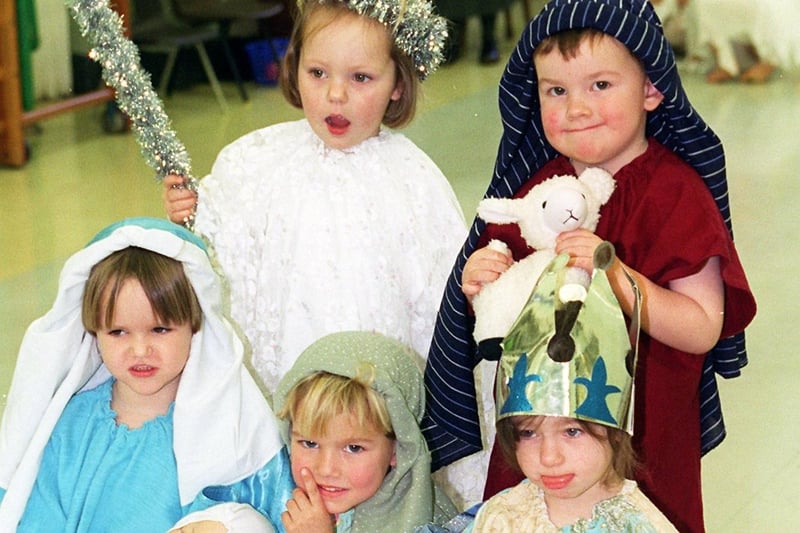 The Fleetwood Chaucer School am nursery class nativity from 1996. Pictured: Back (left to right): Page Moran and Ryan Howell. Front (left to right): Nicola Wetherill, Adam Buckley and Jasmin Hardman
