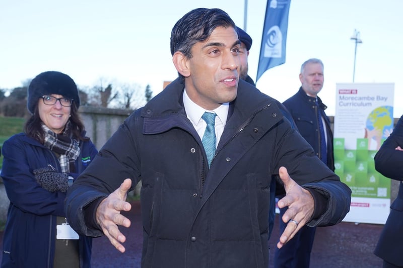 The Prime Minister Rishi Sunak in Morecambe today (Thursday January 19). Picture: Owen Humphreys/PA Wire