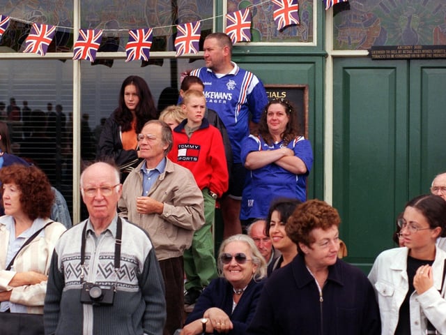 The crowd waiting for the Queen who visited Morecambe on July 23 to unveil the Eric Morecambe statue.