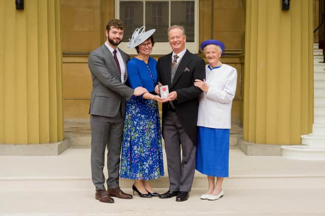 Peter Duffy pictured with his wife Fiona, mum Jean and son Robert.