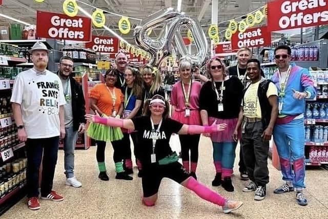 Colleagues at Asda Lancaster celebrated their 40th birthday by dressing up in eighties gear.