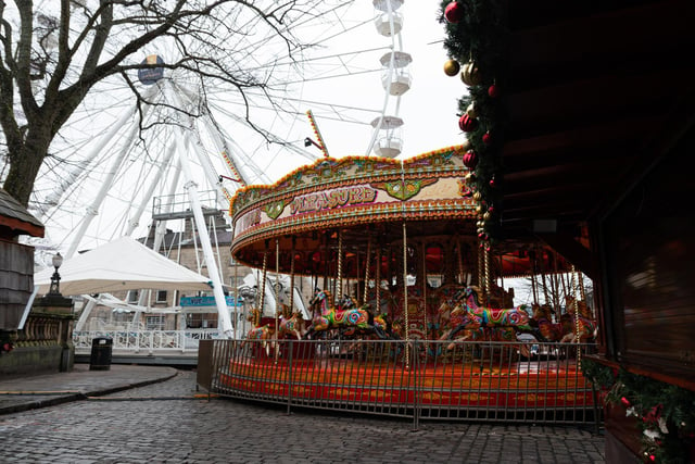 The new carousel sits in the shadow of the big wheel in Dalton Square.