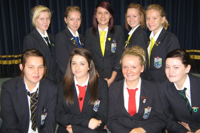 Fleetwood High School pupils (back left to right) Sophie Bull, Victoria Shackleton, Charlotte McLaughlin, Katie Knapman and Laura Shackleton. Front (left to right): Katie Shepherd, Violet Hemphill, Sarah Stephenson and Chloe McLaughlin, who had a taster of university life