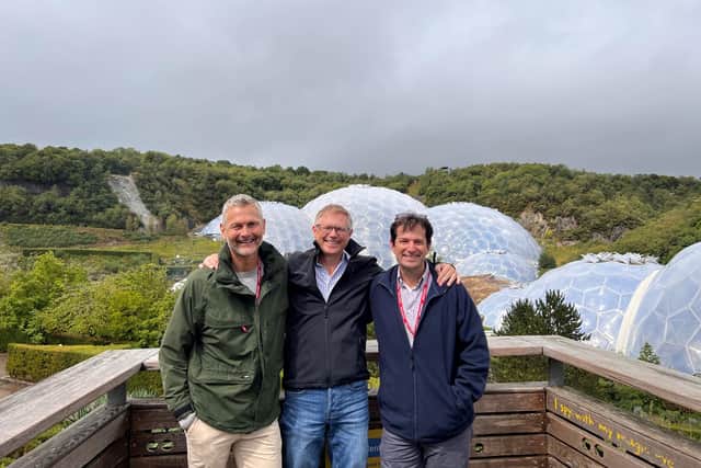 Morecambe MP David Morris (centre) with Eden Project chief activation officer Si Bellamy OBE and Rob Chatwin, Eden Project group CEO, at the Eden Project in Cornwall.