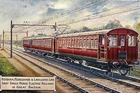 Heysham, Morecambe & Lancaster line – the first single phase electric railway in Great Britain. Photo courtesy of Lancaster Past and Present