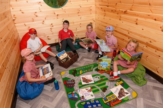 Wray Primary School pupils enjoying learning in their new pods. Photo: Kelvin Stuttard