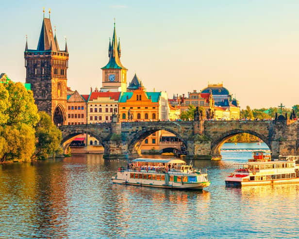 Charles Bridge and the stunning architecture of the old town in Prague