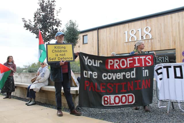 Protesters outside the Croppers AGM.