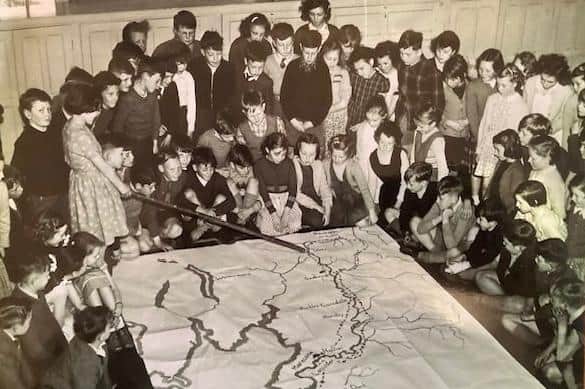 Fourth year pupils at Skerton Primary School in 1960 studying the source of the Lune.